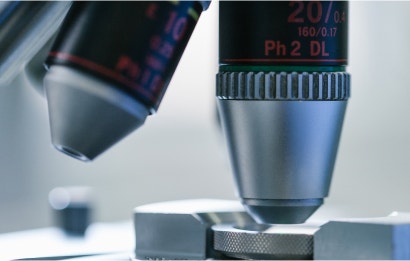 Close up of a microscope objective lens