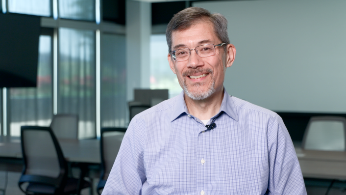 Portrait of Dr. Steffan, who studies the uniqueness of each person’s cancer to help an oncologist choose a treatment best suited for the person they are treating